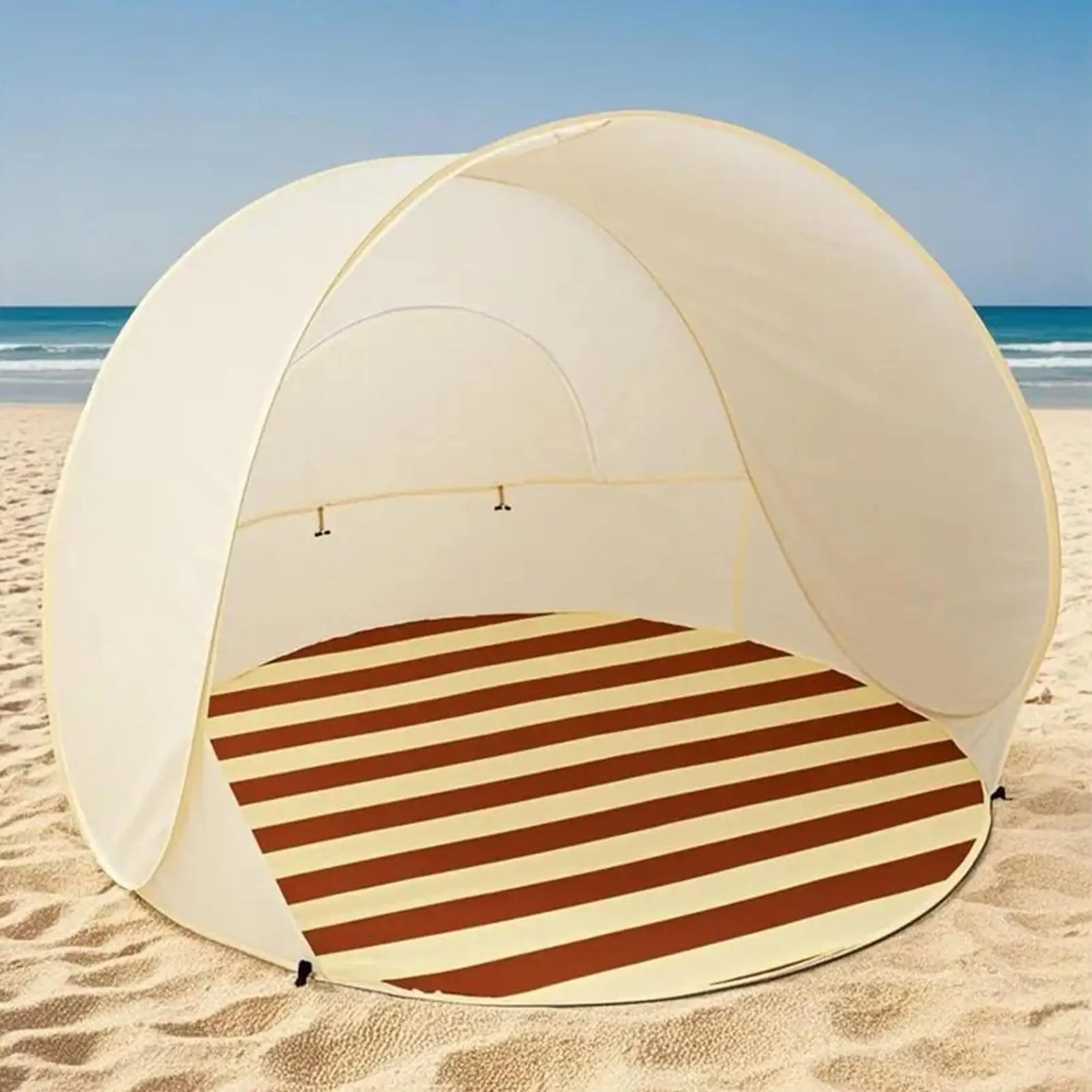 Beach Tent Sun Shelter 3/4 Person Easy Pop UV Protection Canopy Travel Beach Tent With Ventilating Mesh Window For Outdoor