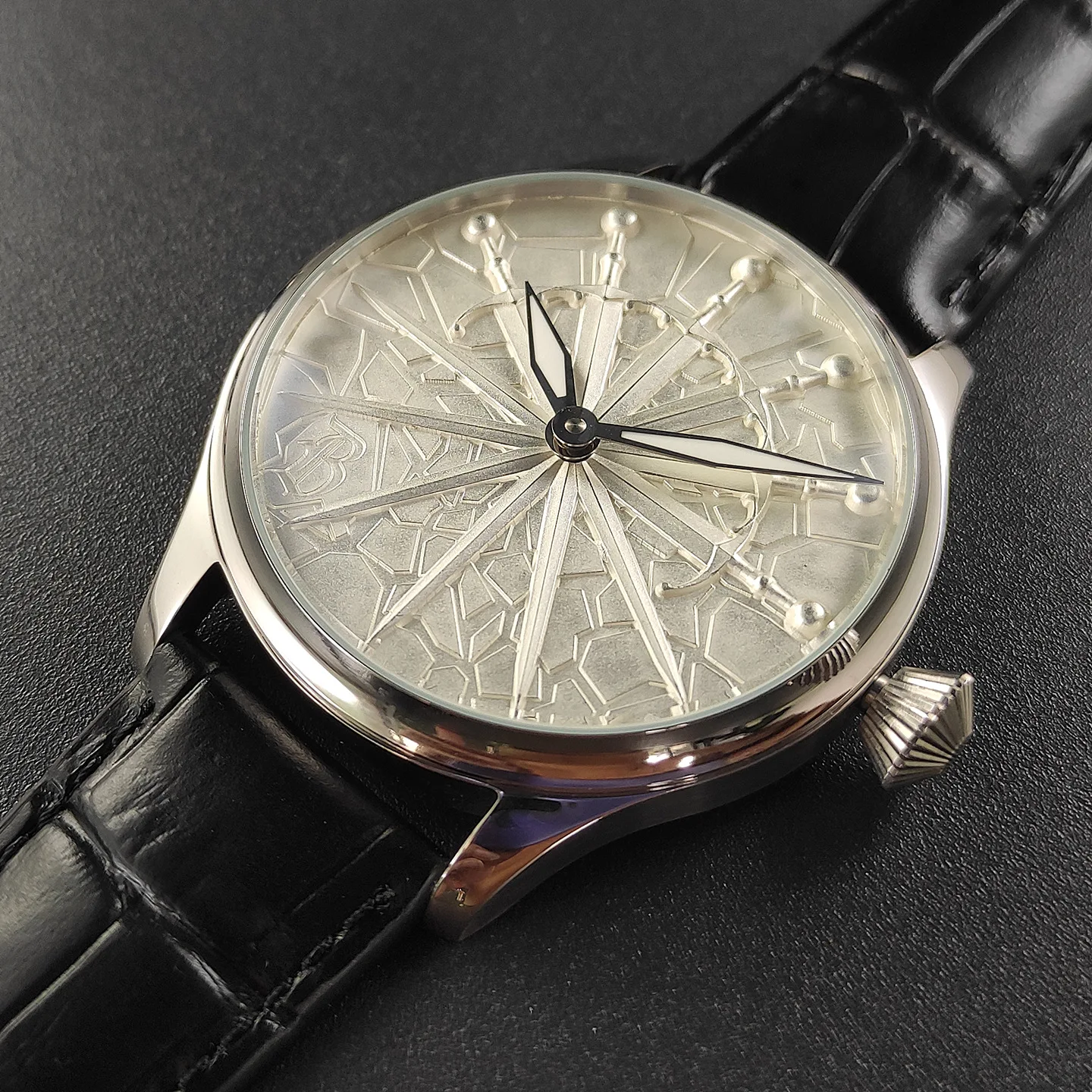 Vakuy ساعة عسكرية ميكانيكية يدوية 44 ملم للرجال ستة أوردة Excalibur Big Fly Seagull ST3601 Jones Sword Swiss قوية مضيئة