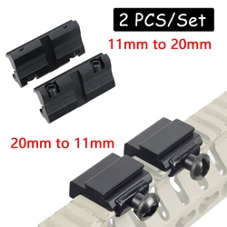 2Pcs Scope Adapter Mount Base 11mm Dovetail to 20mm Picatinny Rail Mount Converter 9.5mm -10mm Dovetail 11mm to 20mm