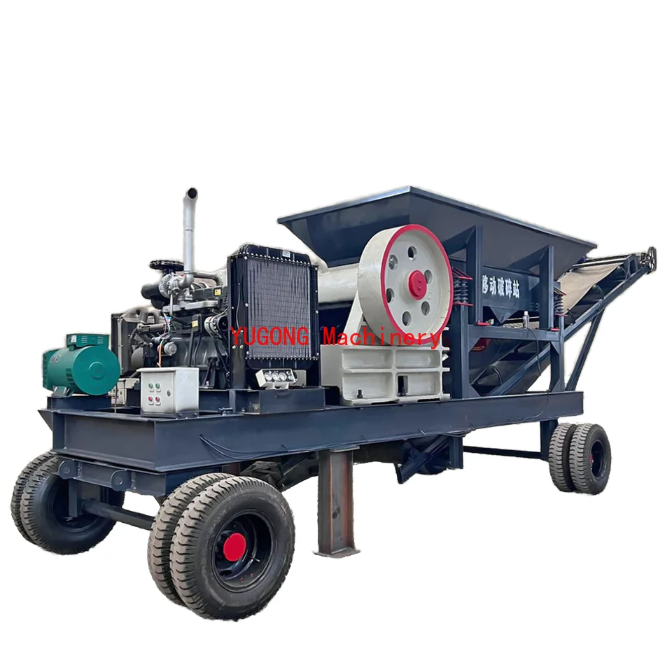 Mobile Crushing Sand Making Station Vehicle-mounted Bluestone Mine Equipment With Motor And Bearing Core Components