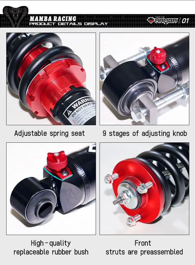 4pcs 2 Inch Adjustable Lift Shock Absorber Suspension Kit for Ford Ranger Raptor F150 4X4 Pickup Off Road Upgrade