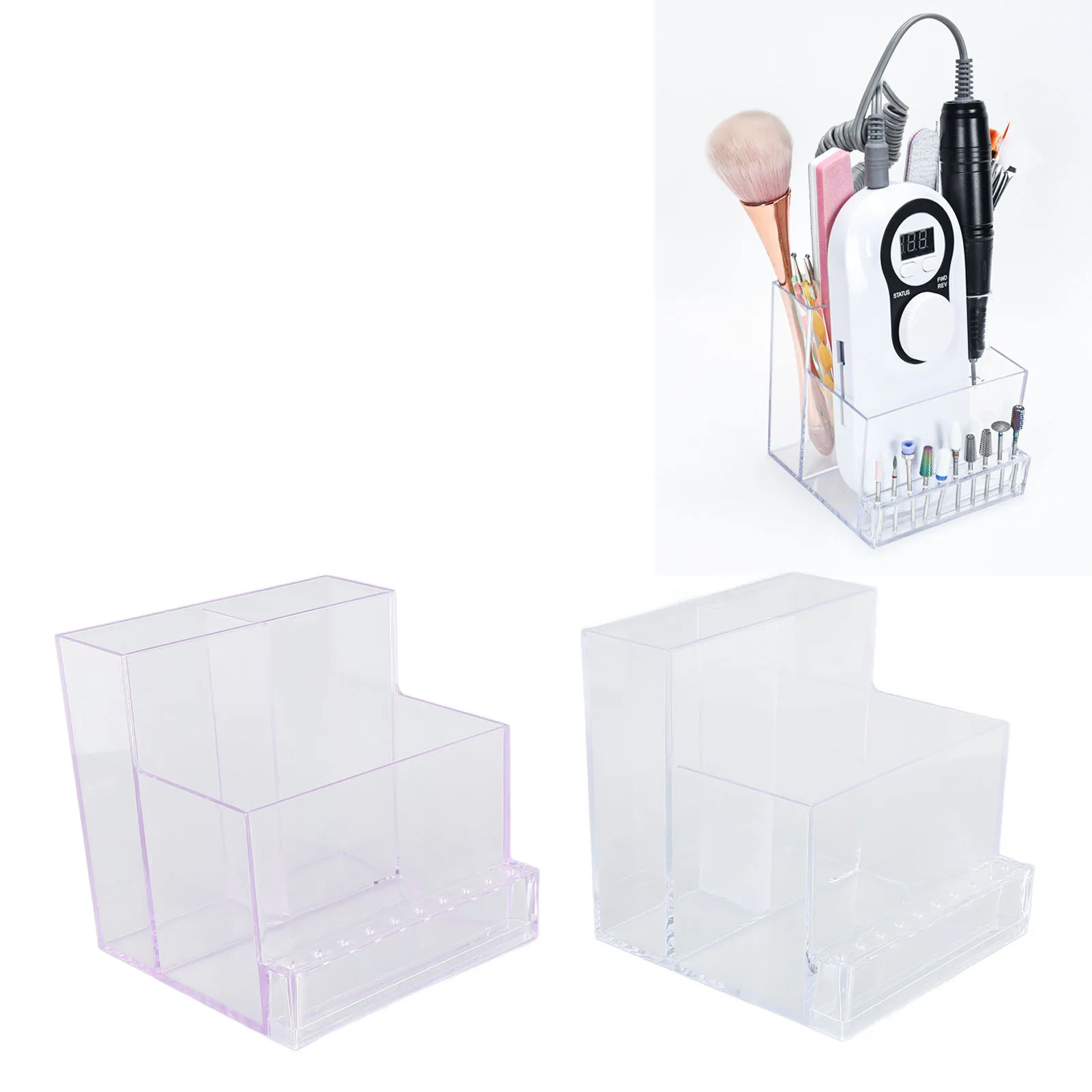 Portable Nail Drill Holder Organizing Professional Manicure Tool Organizer Box  Transparent Simple for Beauty Salon