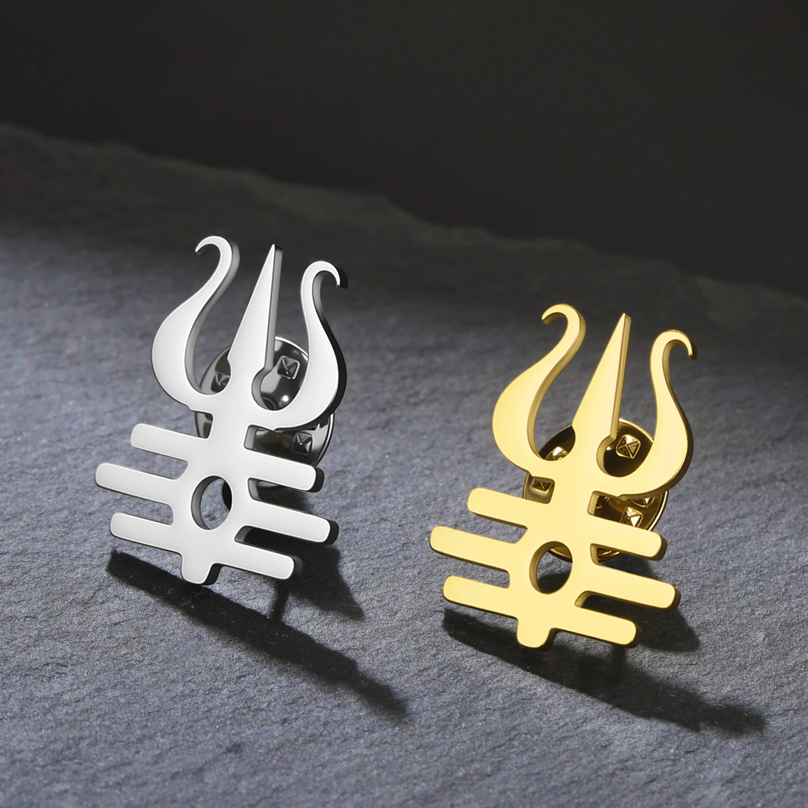 Sipuris الهند تاميل Om رمز مع ترايدنت دبوس بروش للرجال الفولاذ المقاوم للصدأ Om شيفا رمز اليوغا خمر تعويذة مجوهرات