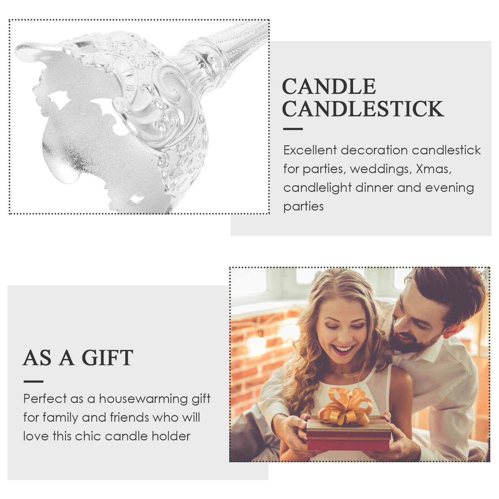 

Elegant Zinc Alloy Holder Decorative Metal Taper Candlestick for Wedding Party Dinner Festival Gold Desktop Centerpiece