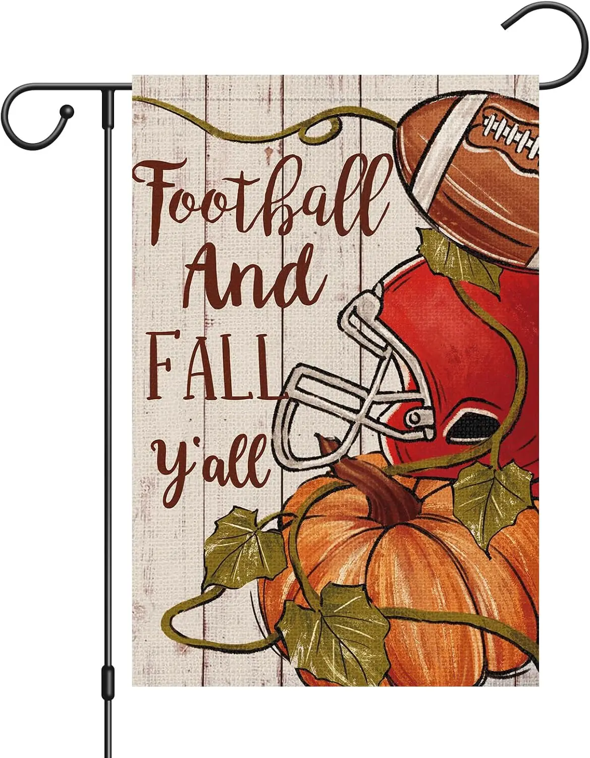 Fall Garden Flag 12x18 Inch Double Sided Vertical, Small Burlap Football And Fall Y&;all Welcome Fall Flag Autumn Seasonal Farmh