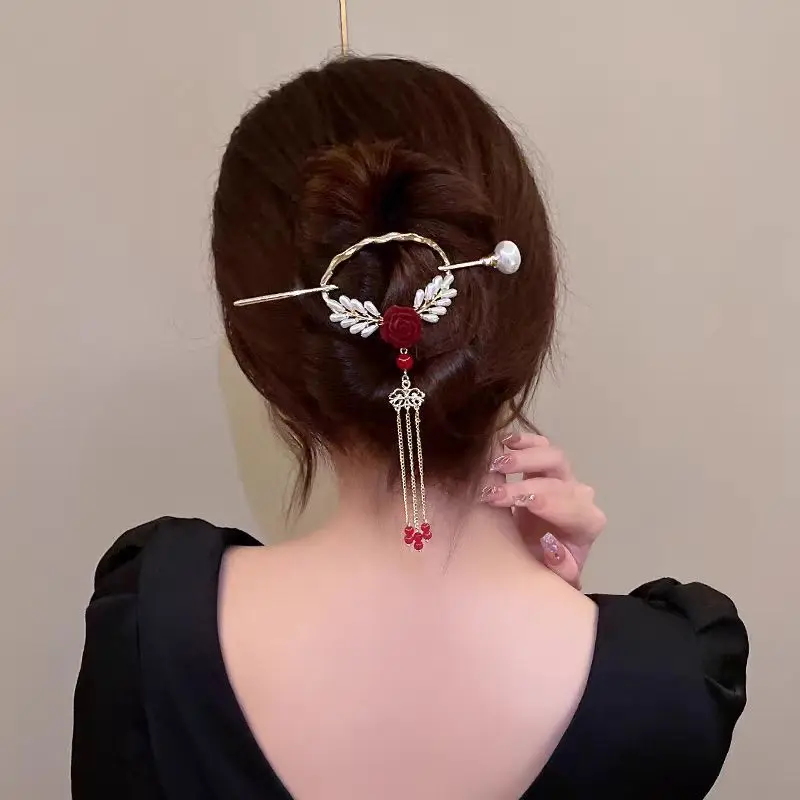 

Female Chinese Style Tassels Floral Alloy Hair Sticks Ladies Hair Styling Tools Hairpins Headwear Women's Hair Clip Accessories