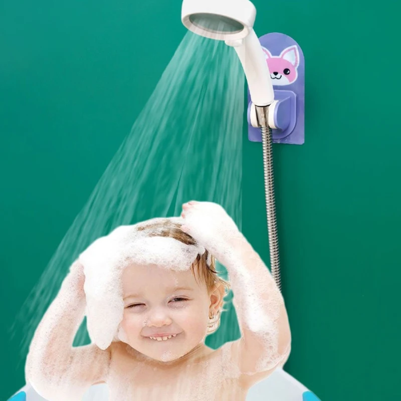 Children Cartoon Shower Holder Perforation-free Sprinkler Holder Fixed Object Adjustable Lotus Seed Bath Accessor Shower Base