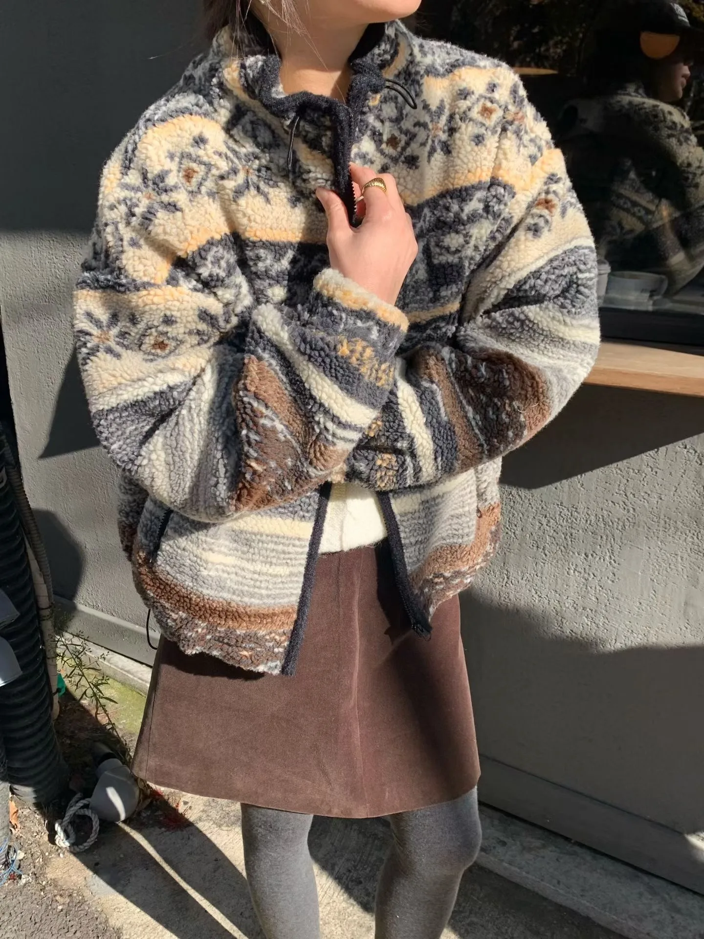 

Women's Lamb Fur Jaet Zipper Sle Warm Contrast Color Winter Coat Korean Sle Cotton Clothes Suitable for Various Scenarios