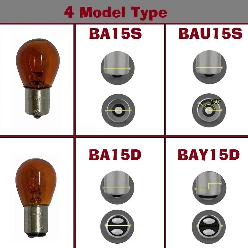 1pcs 1156 BAU15S PY21W BA15S BAY15D Brake Reverse Lamp Parking Light Amber 7440 W21W T20 7443 Red Halogen Lamp DC 12V LED Bulbs