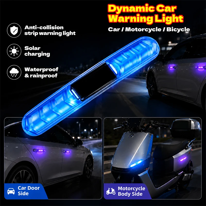 BLALION Solar Charge Motorcycle Brake Tail Light Anti Collision Modified Flash Light Warning Lamp for Car Motorcycle Accessories