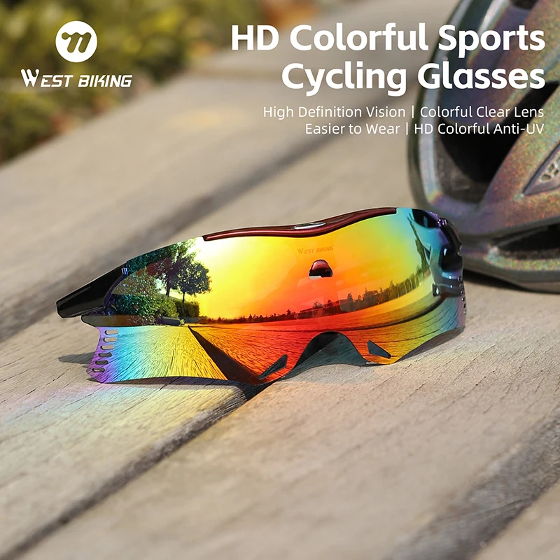 

Солнцезащитные очки унисекс WEST BIKING с защитой от УФ-лучей, спортивные очки для бега и рыбалки, легкие красочные очки, очки для велоспорта на открытом воздухе