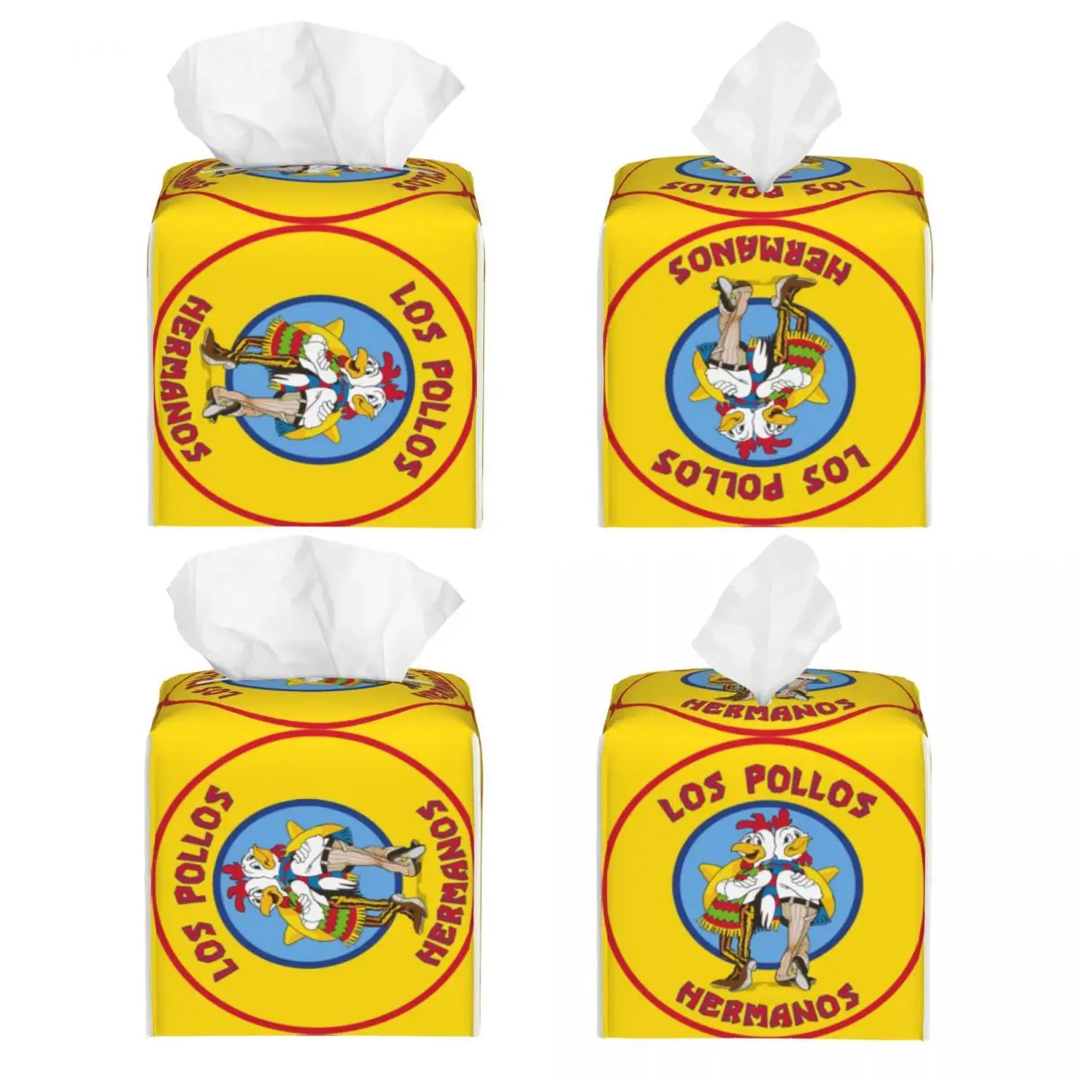 Custom Breaking Bad Los Pollos Hermanos Tissue Box Cover PU Leather Square The Chicken Brothers Facial Tissue Box Holder for