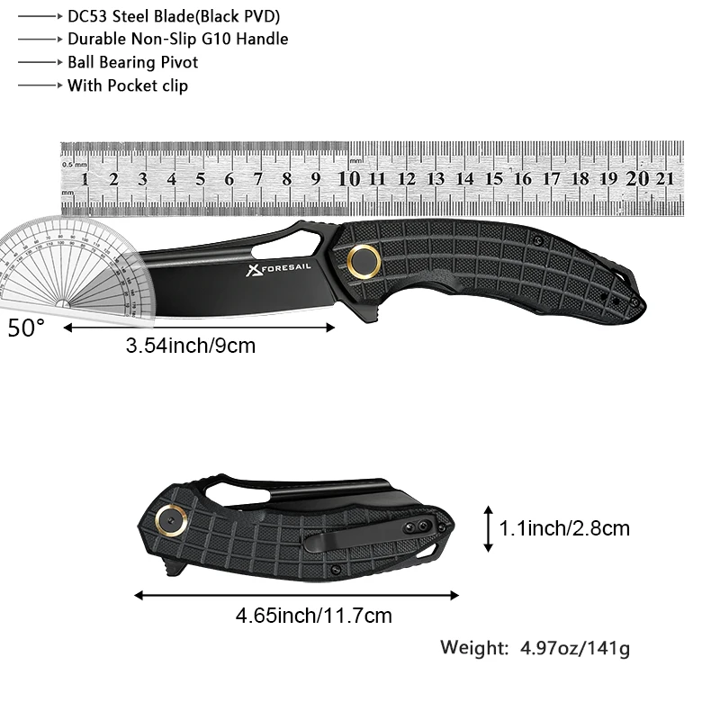 DC53 เหล็ก SHARP มีดพับ G10 Hand Shank มีดยุทธวิธีกลางแจ้งมีดตกปลาแคมป์ล่าสัตว์กระเป๋ามีด EDC เครื่องมือมีด