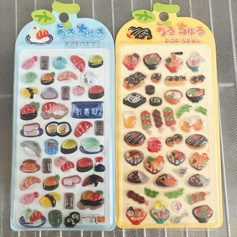 

Cute Sushi 3D Embossed Stickers Cartoon Food Sticker Diy Scrapbooking Diary Phone Case Gift Decoration Girl Boy Reward Stickers