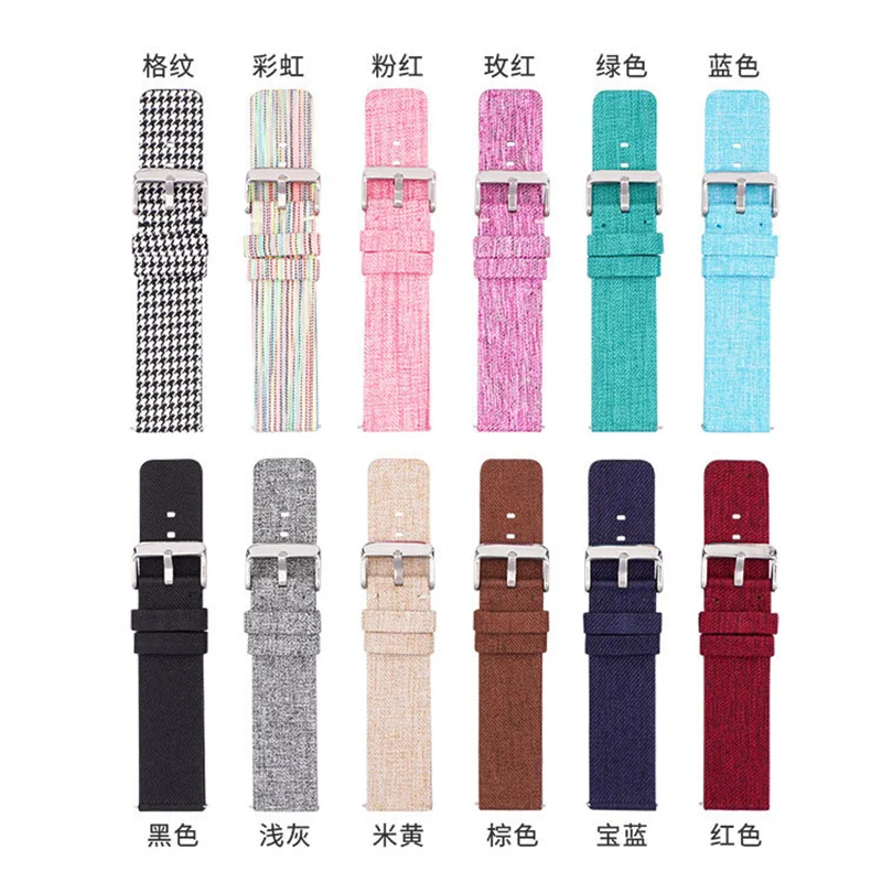 Nylon Canvas Watchband Strap Quick Release 12mm 14mm 16mm 18mm 20mm 22mm Universal Wrist Band For Samsung Huawei gt4/5 pro Watch