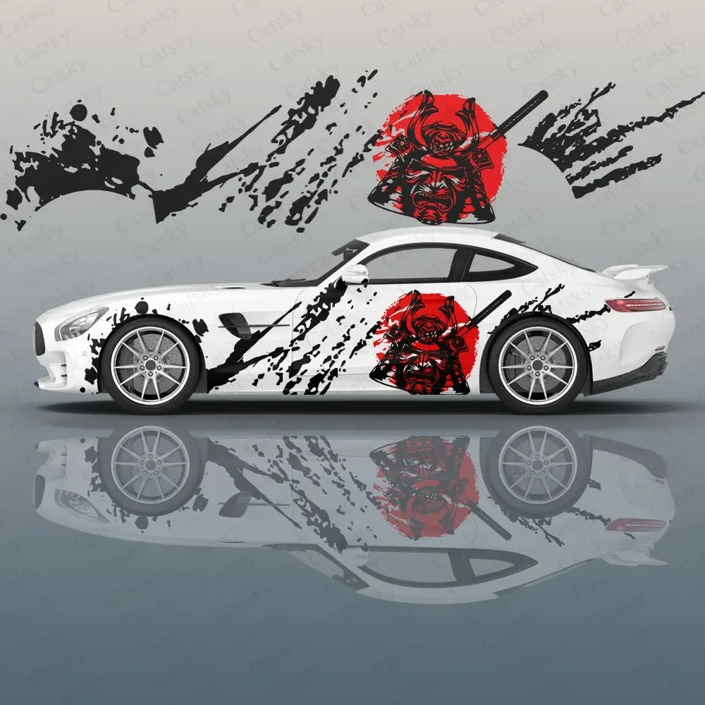 samurai ink splatter Car Decal Protective Film Vinyl Itacar Racing Side Graphics Wrap Accessories Spray Paint auto Stickers Film