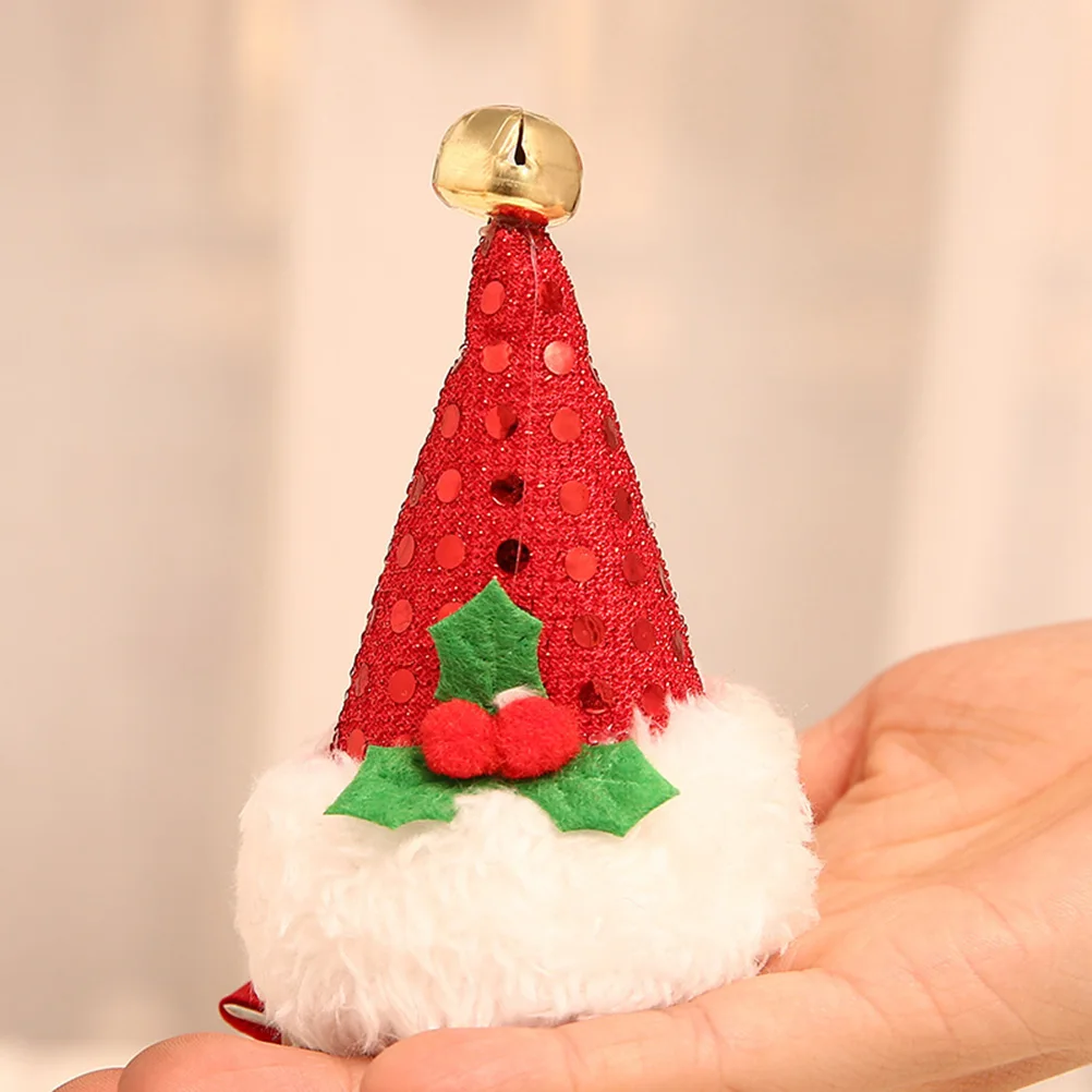 عيد الميلاد سانتا قبعة مقاطع الشعر لامعة الترتر المشابك للأطفال عطلة حزب إكسسوارات الشعر ديكور احتفالي أحمر