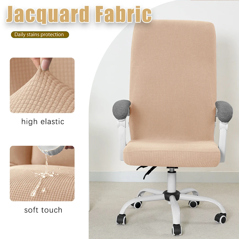 Water-repellent Polar Fleece Office Chair Cover Waffle Armchair Protector with Zipper Computer Gaming Rotating Seat Case