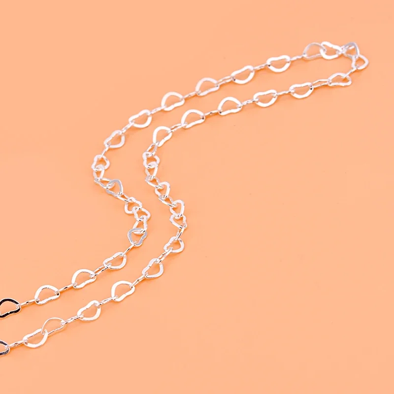 925 sterling silver heart-shaped chain love chain loose chain handmade DIY semi-finished product bracelet necklace material