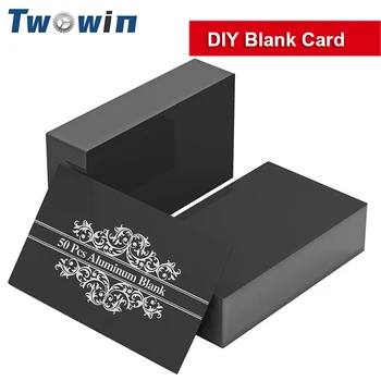 50 יחידות כרטיסי סימון בלייזר DIY מתכת אלומיניום כרטיס שם 85...