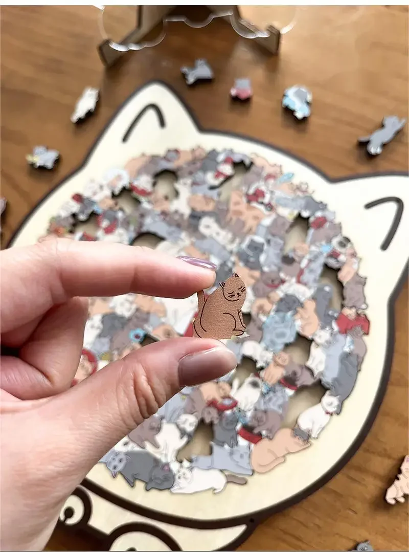 135-piece Morandi-colored Cat-shaped Puzzle with Cat Silhouette Frame Macaron Color Cut Cat Pieces Cat Puzzle Ornaments