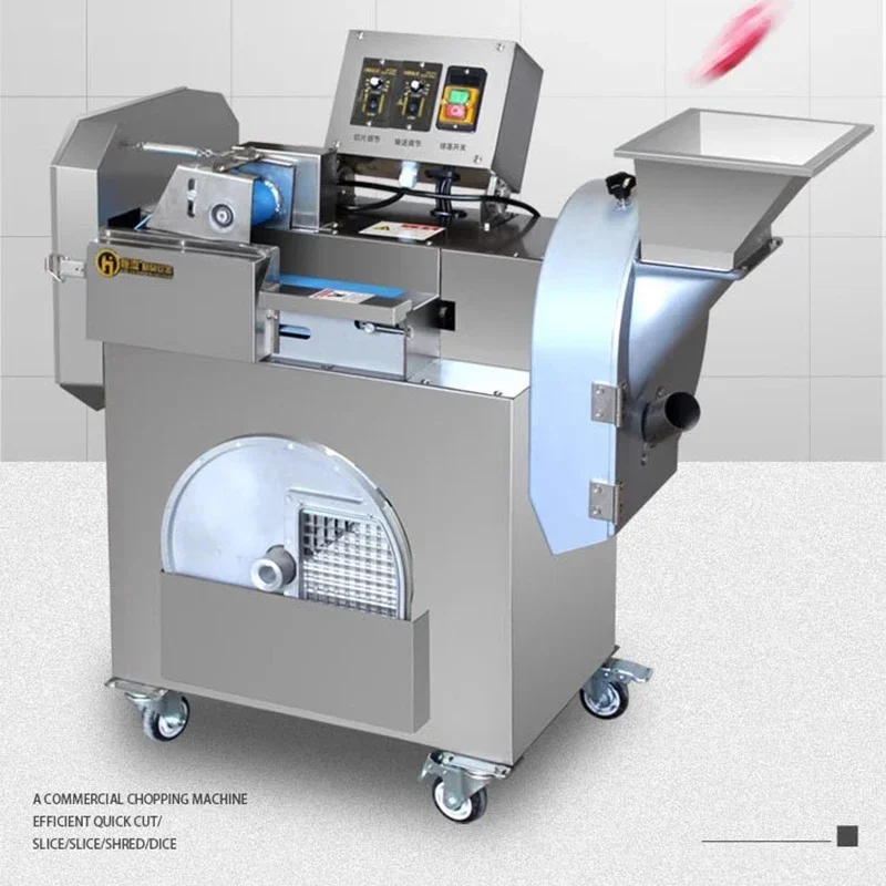 Multifunctional electric vegetable cutting machine, commercial fully automatic vegetable and potato slicing, dicing, shredding