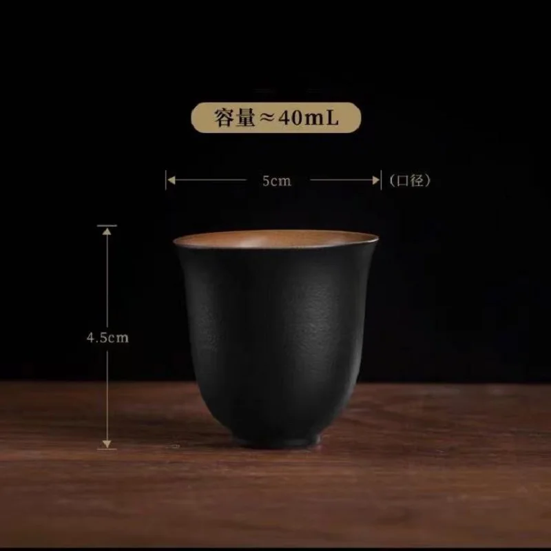 Black pottery build a cup, a coarse pottery cup, a ceramic kung fu teacup and a small teacup.