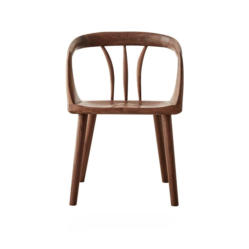 

North American black walnut dining chair solid wood simple armrest modern home