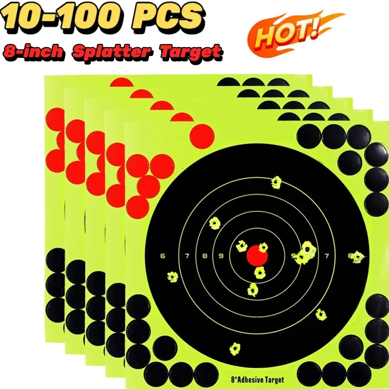 10-100 Stück 8-Zoll Splatter-Zielaufkleber Hochsichtbare Reaktive Klebepapier-Ziele für Schieß- und Jagdtraining – Detail 1