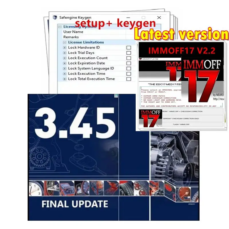 2 IN1 Auto data 3.45 Auto Repair Software +  iMMOFF17 Software EDC17 Immo Off Ecu Program NEUROTUNING Immoff17 Disabler