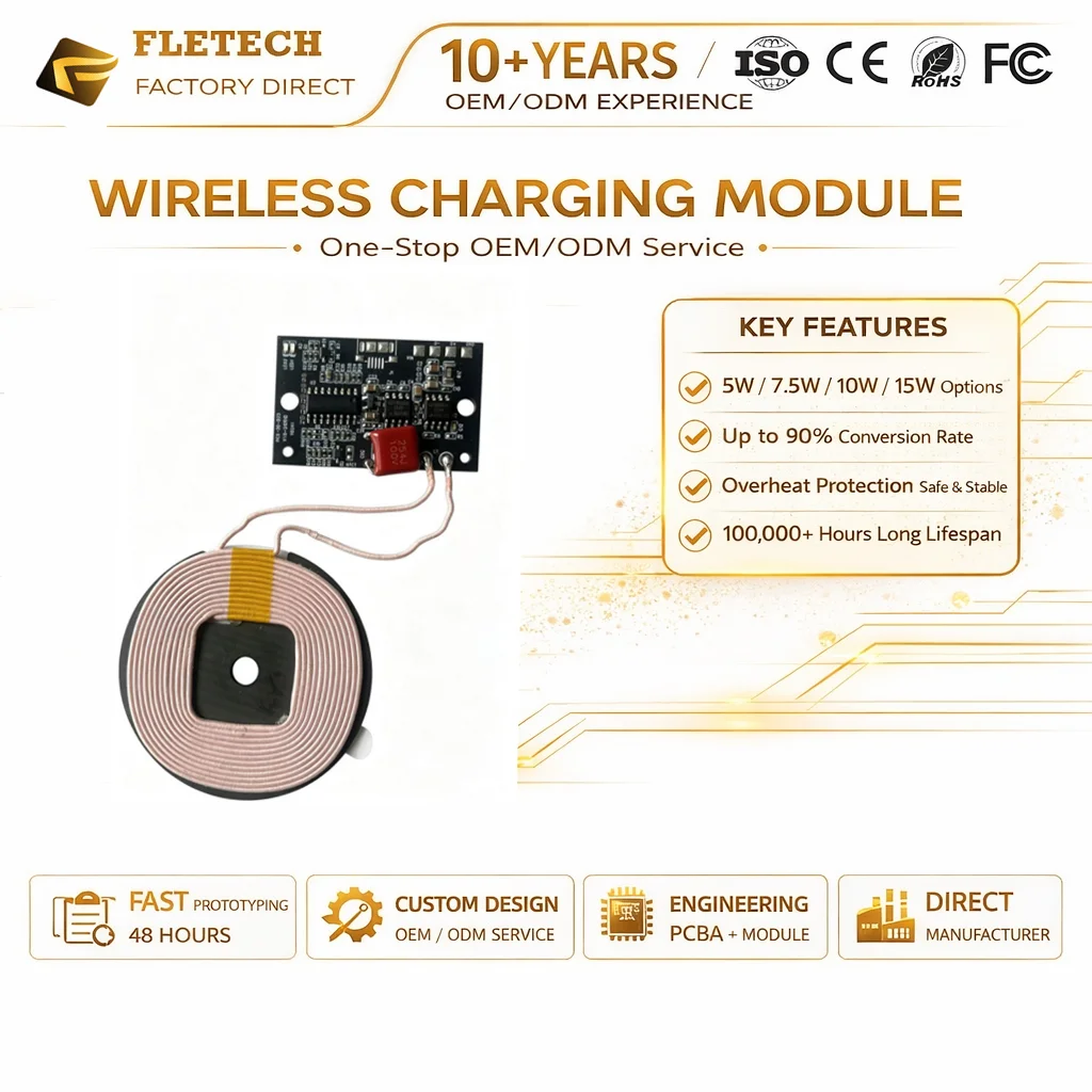 

15W Wireless Charging PCB Mobile Phone Fast Charging Wireless Transmitter Module with LED Light PCBA Circuit Board