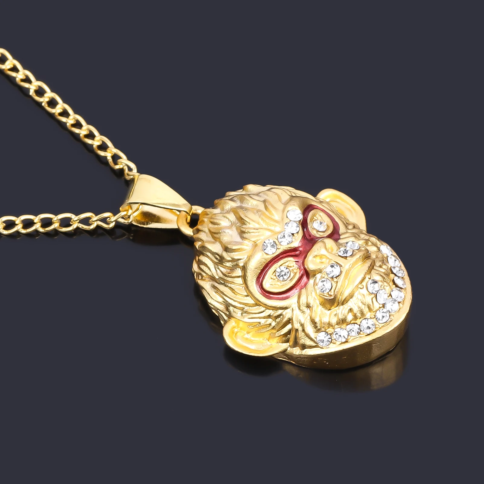 Fashion Gold Monkey Necklace with Diamond Mythical Animal Back Pendant Necklace Choker Necklaces For Women Men Jewelry Gift