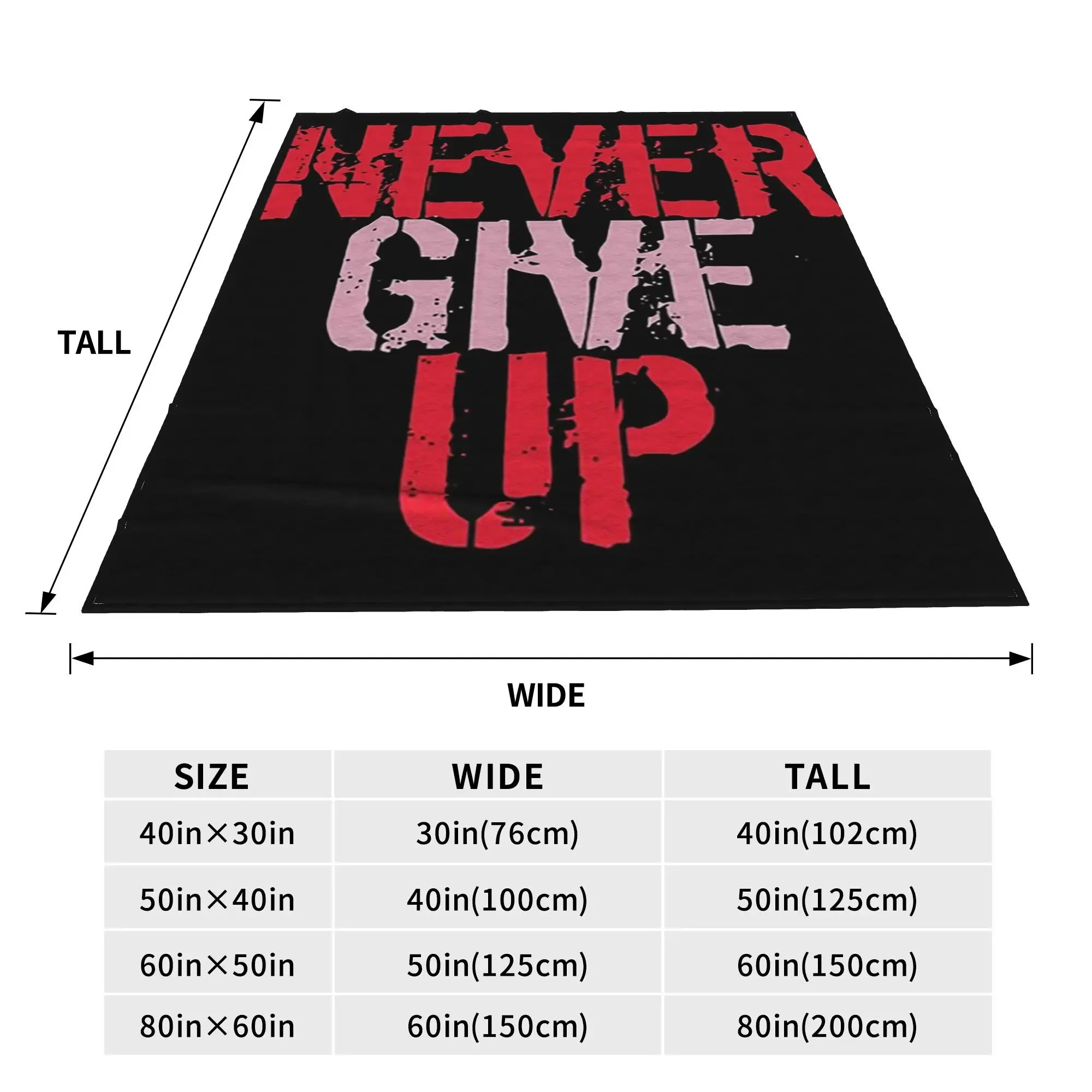 Badass Motivational Words  Never Give Up Blanket Fleece Sofa Throw Blanket for Home Bedroom Outdoor Throws Bedspread Quilt
