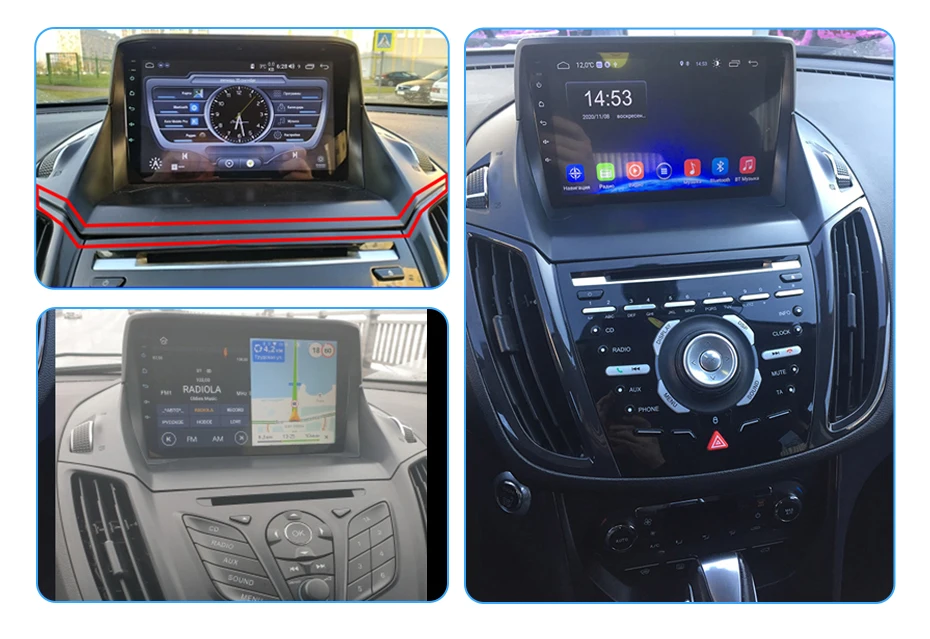 Junsun Drahtlose CarPlay Android Auto Auto Radio Für Ford Escape Kuga 2 C-MAX 2013-2016 GPS Multimedia 2din System – Detail 3