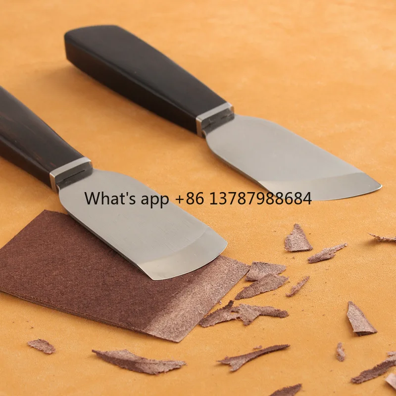 Leather Thinning Knife with Round and Oblique Blades, Dual-purpose Handmade Leather Scraping and Thinning Adapter Fixture