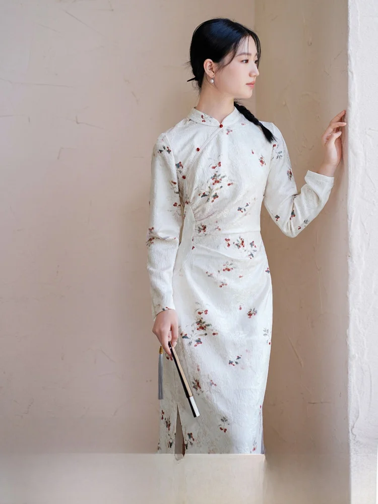 

Dyeing Gradient New Chinese Style Dress Women's Long Dress Elegant Atmosphere Single Piece Three Pieces Set