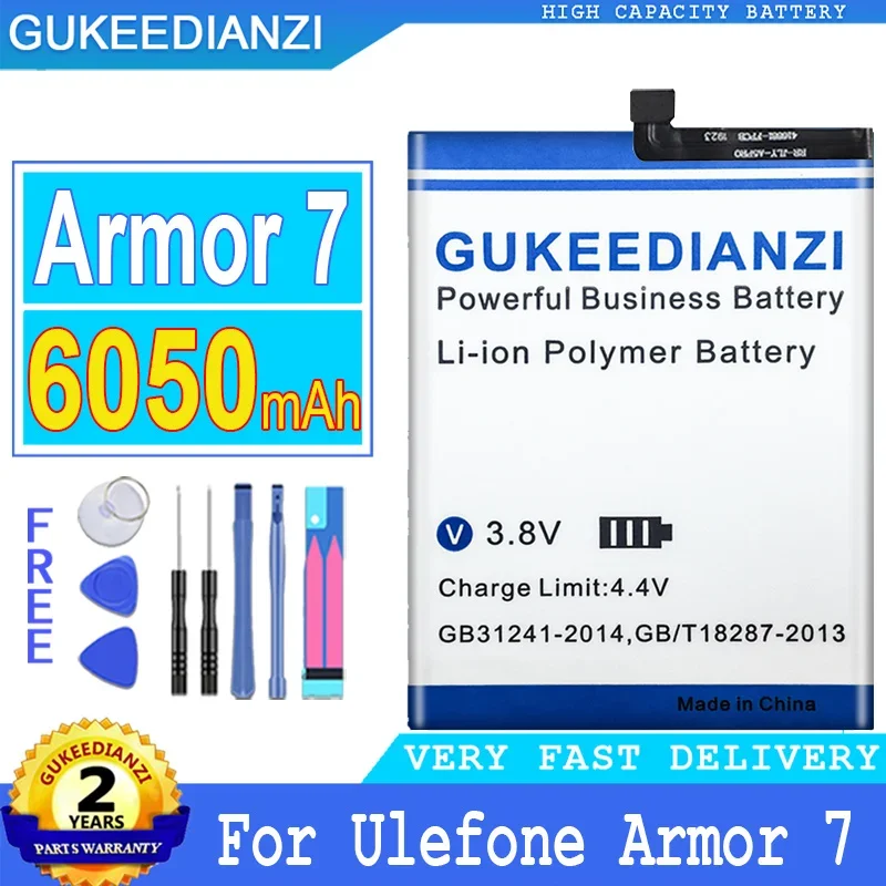 

Высококачественный сменный аккумулятор большой емкости GUKEEDIANZI для Ulefone Armor 7, 6050 мАч, аккумулятор большой мощности с бесплатными инструментами