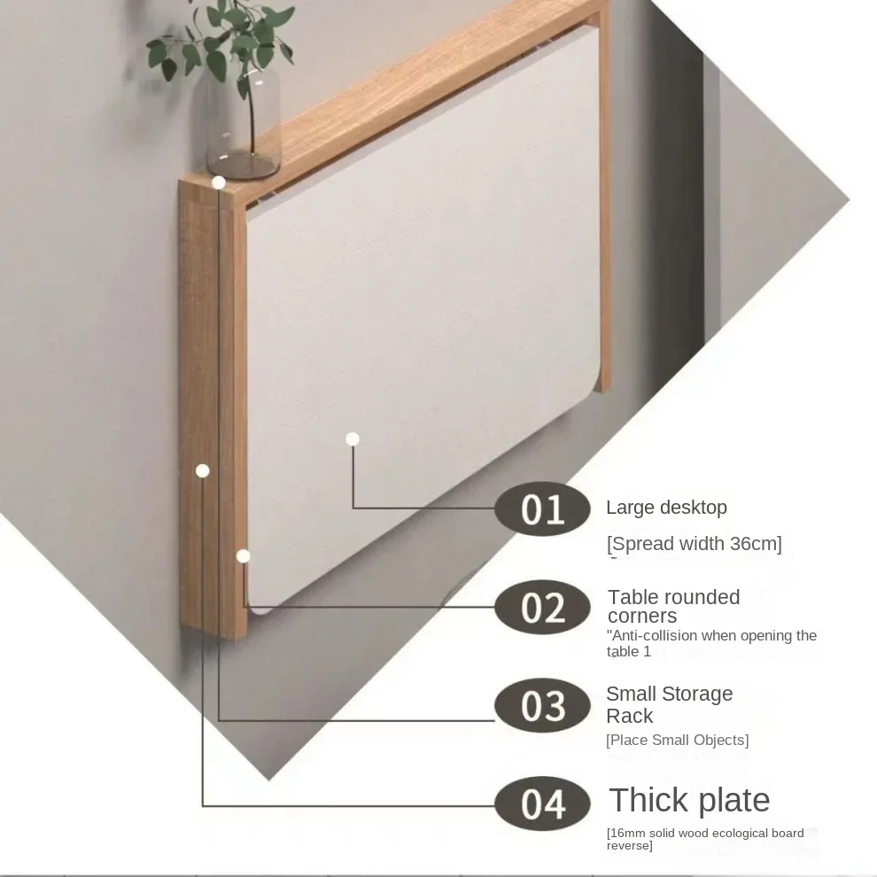 High-quality Invisible Wall Hanging Folding Table Solid Wood Computer Desk Small Wall Hanging Desk Multi-functional Dining Table