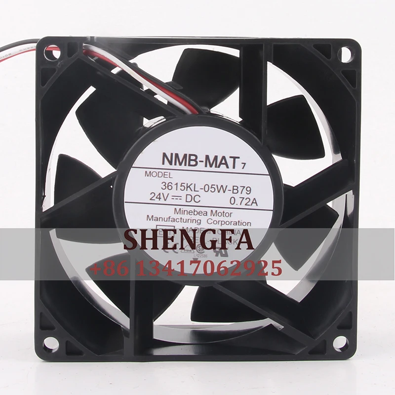 

NMB 3615KL-05W-B79 Case Fan Dual Ball Bearing DC24V 0.72A 90X90X38MM 9CM 9038 3-wire ABB Inverter Cooling Fan