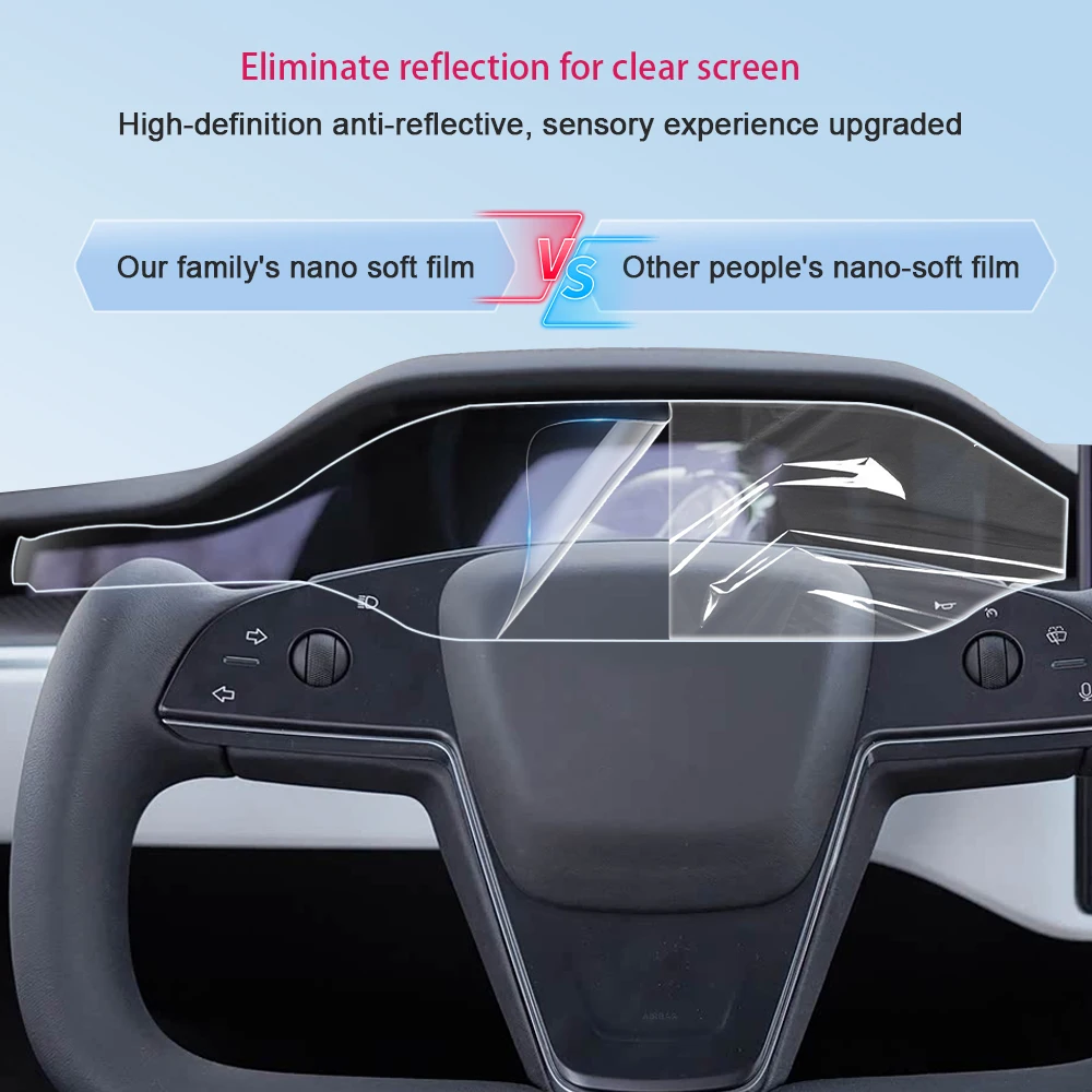 Für Tesla Model X/S 2023-2026 Auto-Innenraum Tachometer LCD-Bildschirm TPU Nano-Schutzfolie Kratzfeste Display-Schutzfolie – Detail 2
