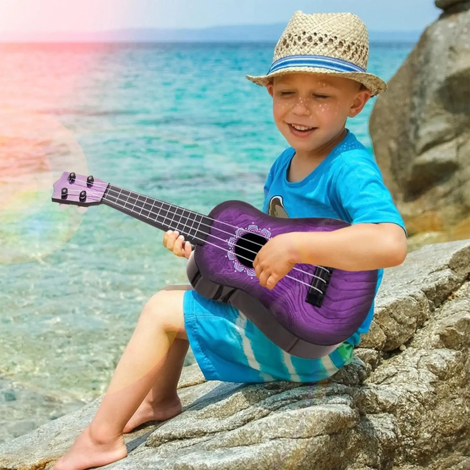 Toy Ukulele 4-string Musical Toy Instruments Children Educational Ukulele For Kindergarten Classroom Party Playroom Travel