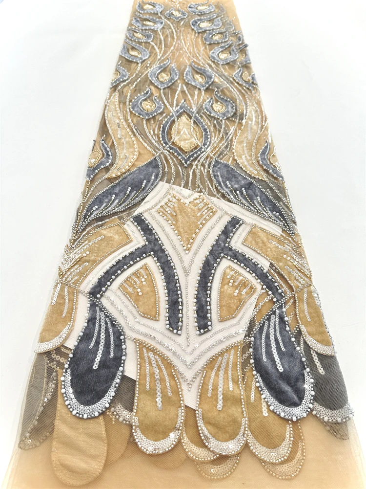 2025년 고품질 여성 파티용 아프리카 벨벳 레이스 원단, 나이지리아 프랑스 자수 레이스 웨딩 소재