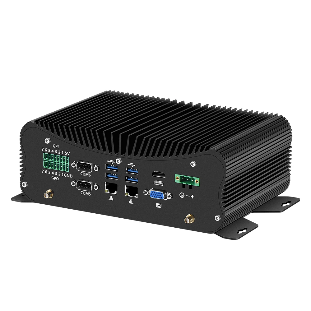 Fanless IPC Industrial Intel i7-10510U i7-1255U 2*LAN 6x DB9 RS232/422/485 GPIO HDMI VGA 6*USB WiFi 4G LTE 9V-36V Windows Linux