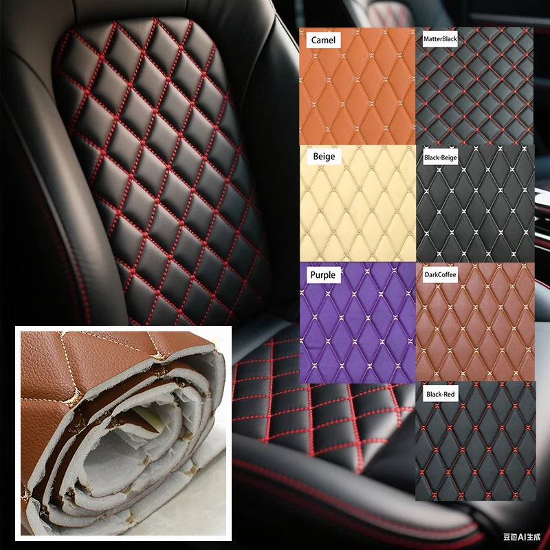 

45/90x160cm Quilted Faux Leather Fabric Sponge Interlayer Car Seat Floor Mat Sofa Upholstery Decor Sewing DIY Craft Material