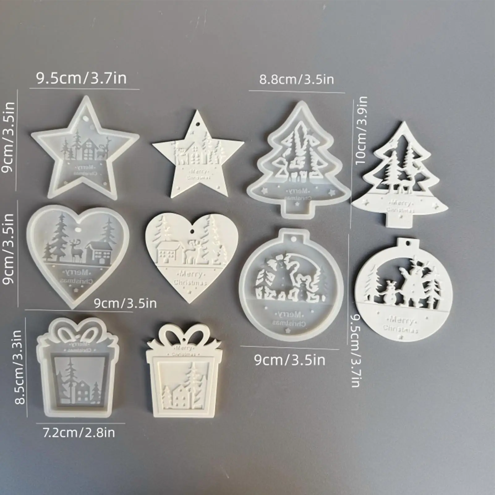 Christmas Molds 5 Piece Easy Release Cute Tree Heart Star DIY Making Soap Decor for Epoxy Wax Plaster Art Projects Party Favors