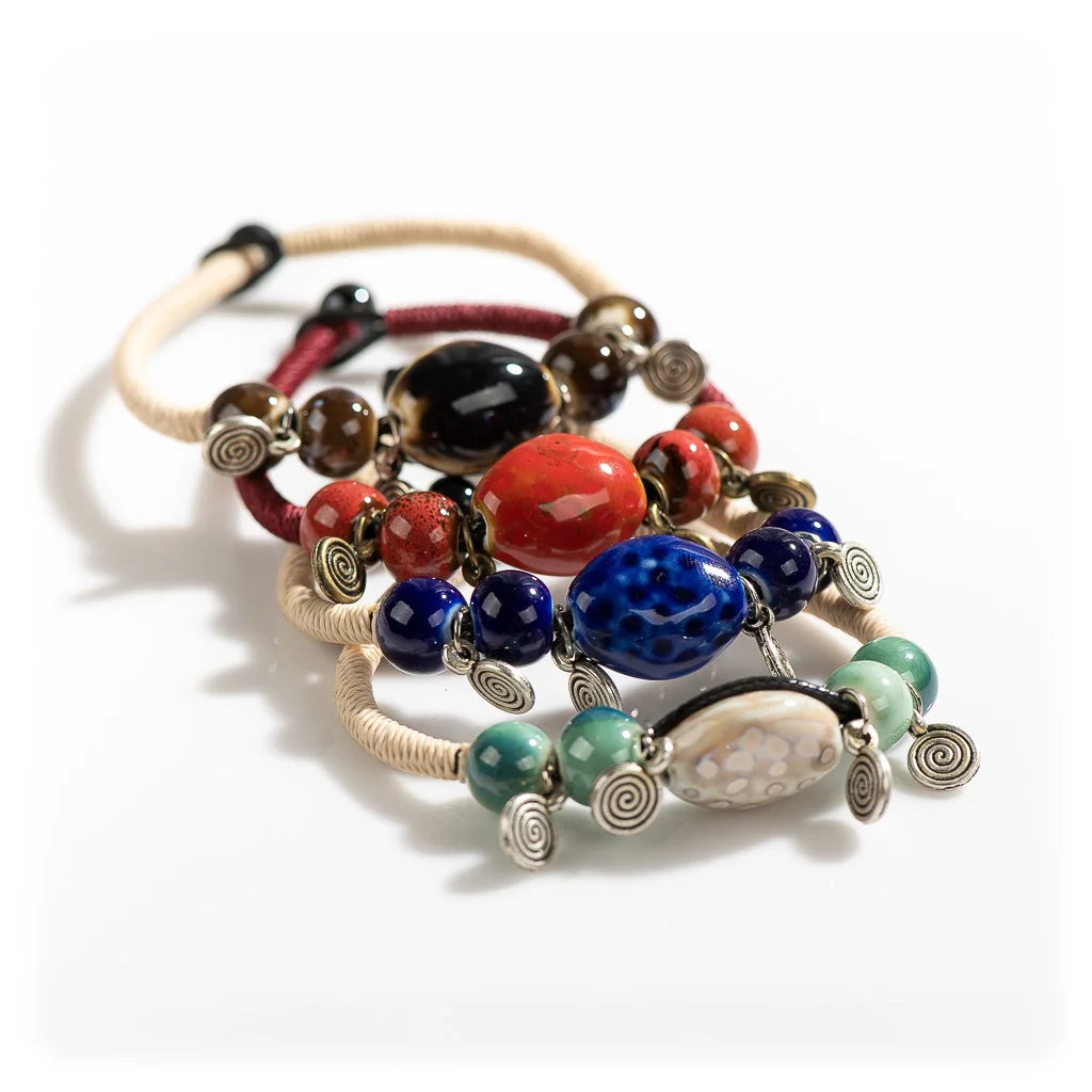 

Разноцветные керамические браслеты ручной работы в старинном стиле, оптовая продажа ювелирных изделий # XN097