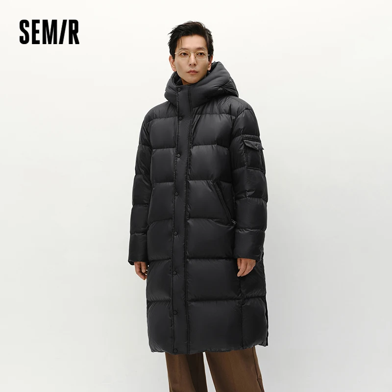 Semir أسفل سترة الرجال الشتاء 90% أسفل ملء أوزة أسفل سميكة طارد المياه مكافحة ساكنة طويلة مقنعين ملابس خارجية ملابس رجالية