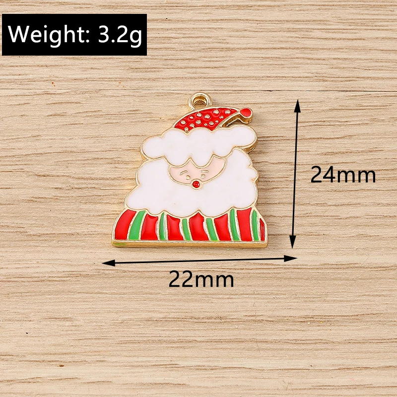 10 Stück gemischte niedliche Emaille-Anhänger mit Weihnachtsbaum-, Glocken- und Weihnachtsmann-Motiven für die Schmuckherstellung, Ohrringe, Halsketten, DIY-Bastelzubehör – Detail 10