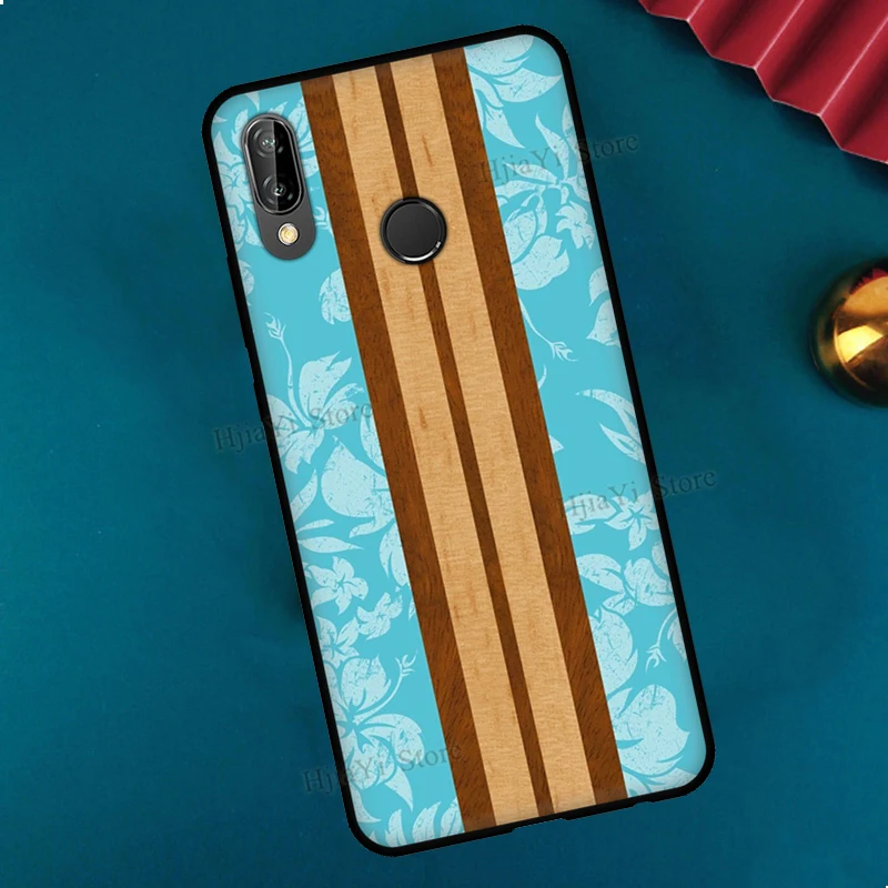 Beach Hawaiian Faux Koa Wood Silicone Case For Huawei P30 Lite P40 P20 Pro P Smart Z 2021 2019 Mate 20 Lite Case Cover