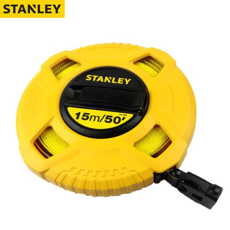 STANLEY STHT34260-8-23 Metric And English Long Tape Measure 15M Closed Fiberglass Disc Type Rubber Handle For Comfortable Grip